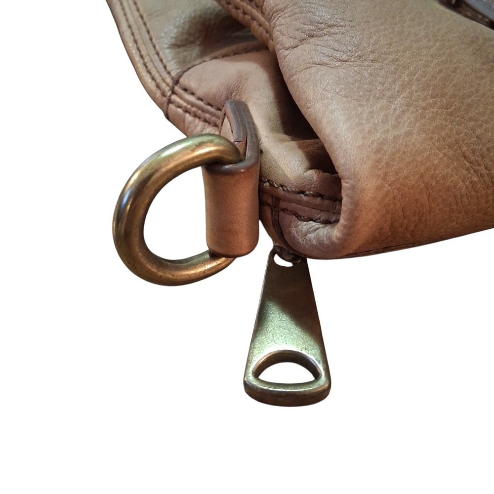 Fossil Explorer Tan Leather Fold Over Messenger Tote Crossbody Bag Unisex READ - Picture 6 of 15